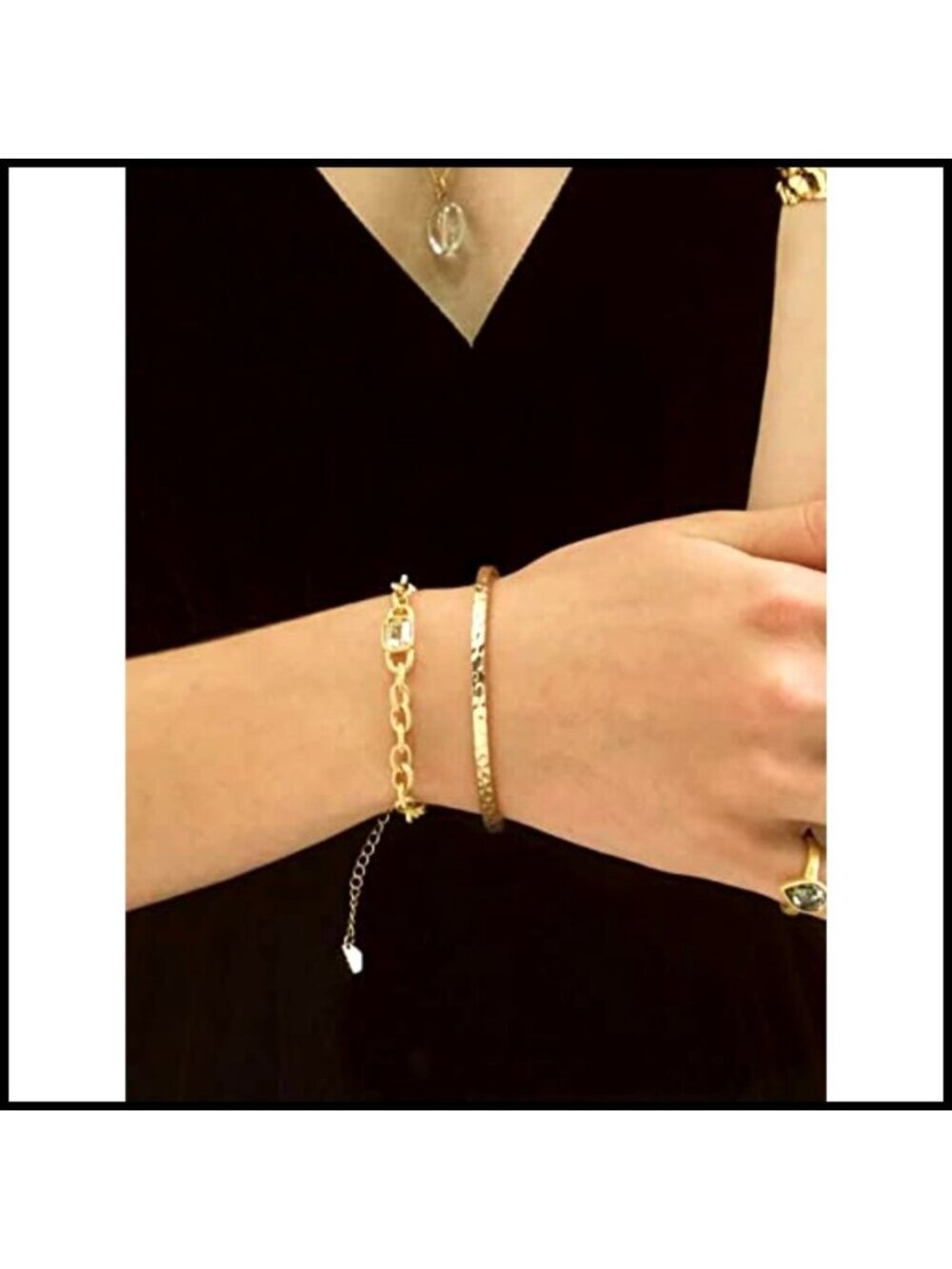 Dainty Gold Cuff Bracelet Minimalist Delicate Thin Bangle Hook 18K Plated - Picture 2 of 7